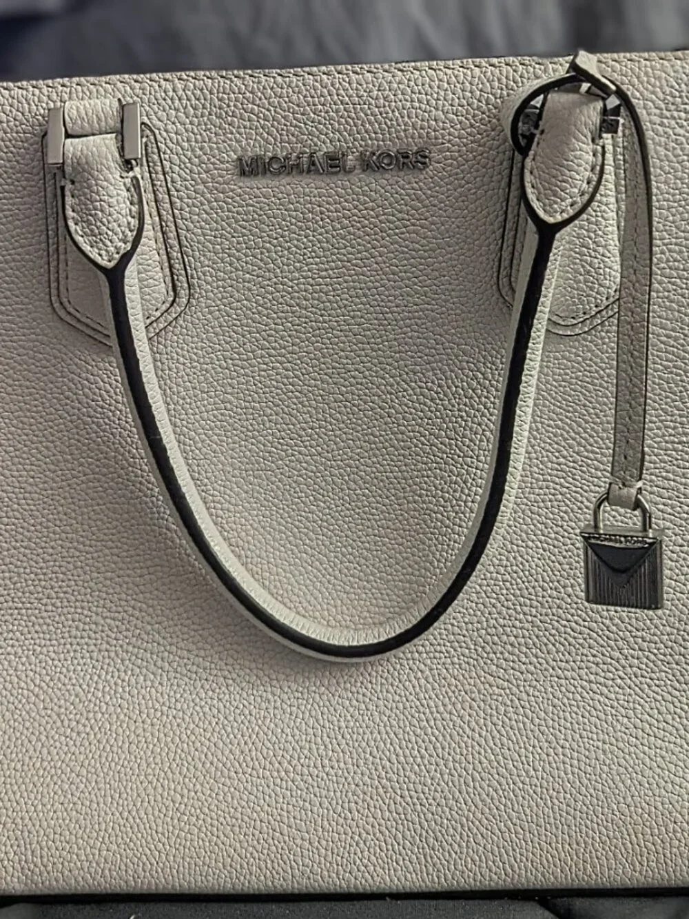 Michael Kors Mercer Large Pebbled Leather Accordion Tote Bag - Optic White (COA)